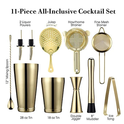 Cocktail Shaker Bar Set - 11 Piece Set