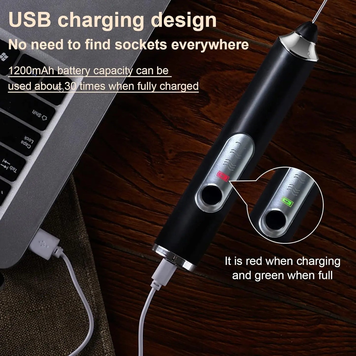 Handheld Milk Frother with 3 Heads