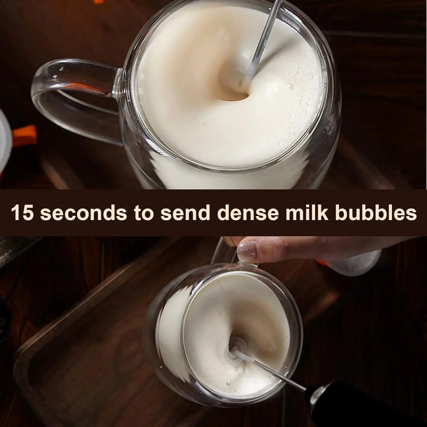 Handheld Milk Frother with 3 Heads