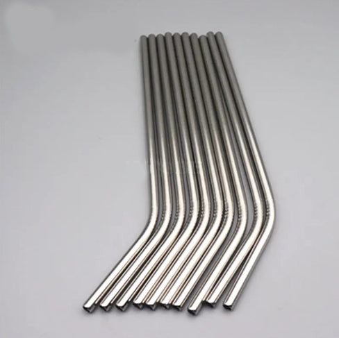 Fatube Stainless Steel Straws - 10 Piece Set