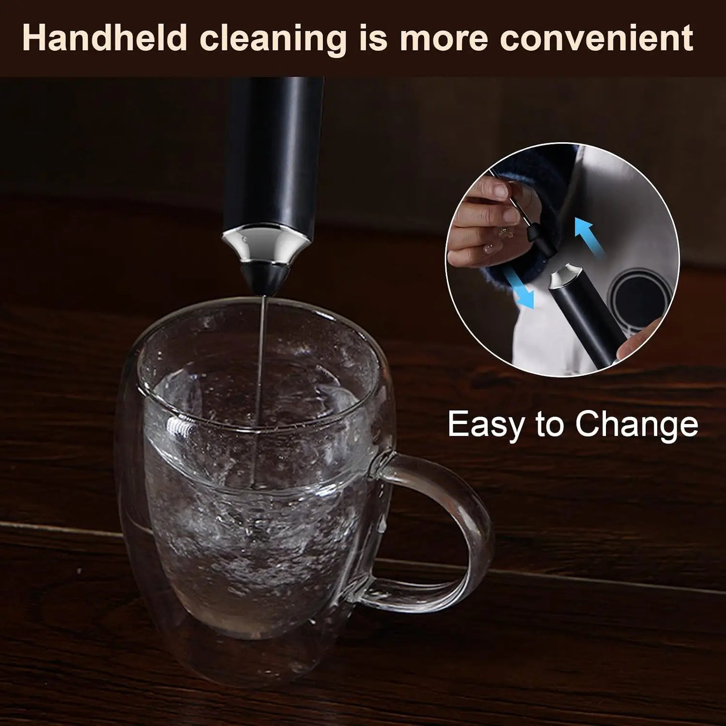 Handheld Milk Frother with 3 Heads
