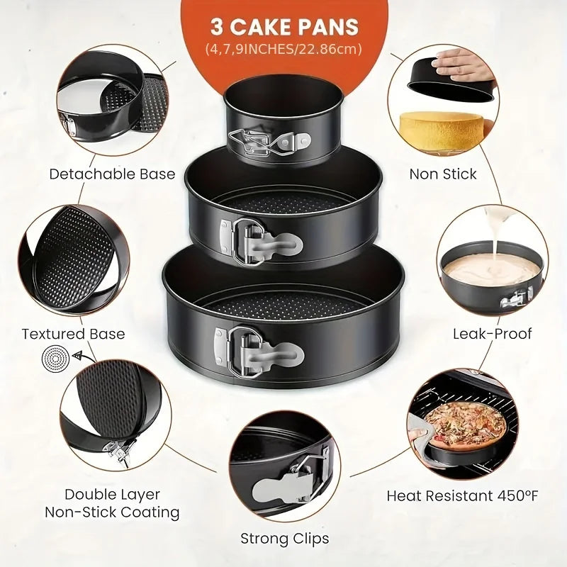 Springform Cake Pan Set - 3 Piece Set